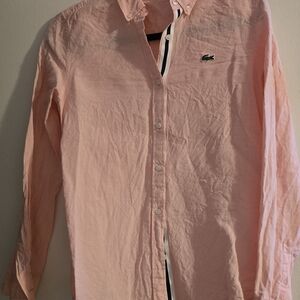 Lacoste Linen Men’s Light Pink Button-Down Shirt